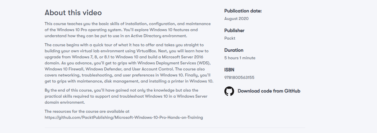 [Packtpub] Microsoft Windows 10 Pro – Hands-On Training [Video]